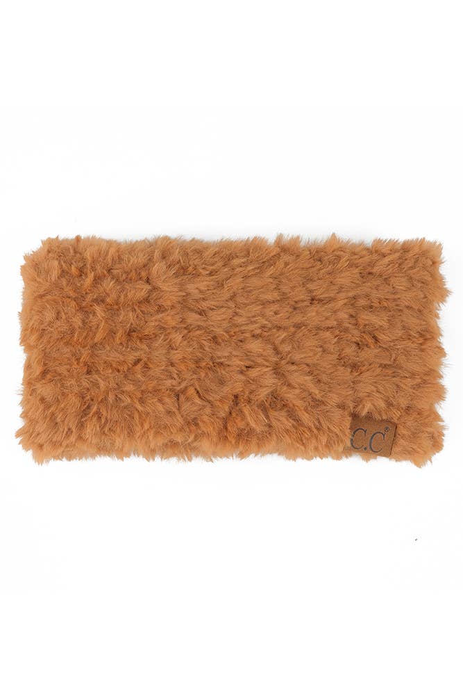 Solid Color Faux Fur Headwrap | Brown