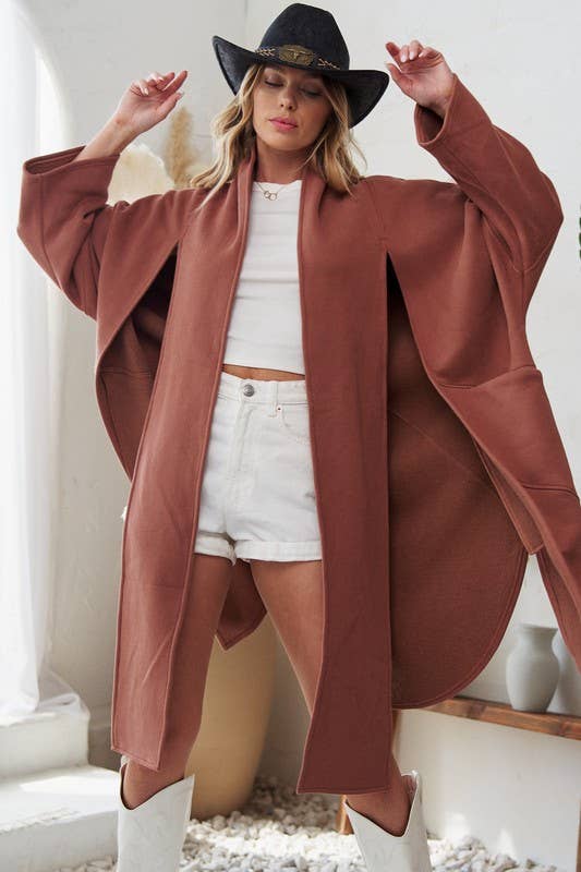 Oversized Cardigan with Scarf Detail | Hazelnut