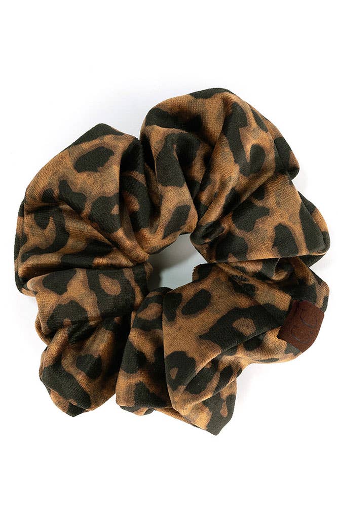 Leopard Velvet Scrunchies | Camel