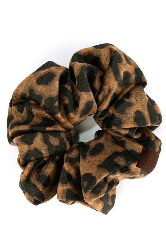 Leopard Velvet Scrunchies | Camel