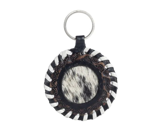 Myra | Protector Charm Leather Key Fob in Coal