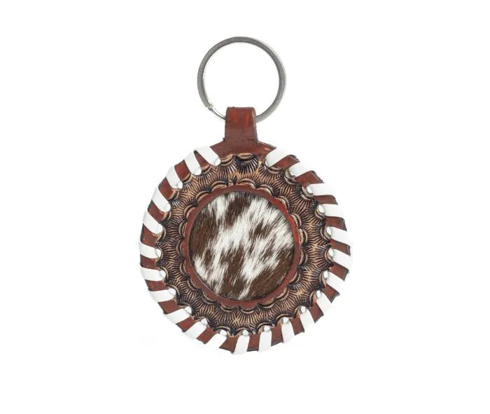 Myra | Protector Charm Leather Key Fob in Red Russett