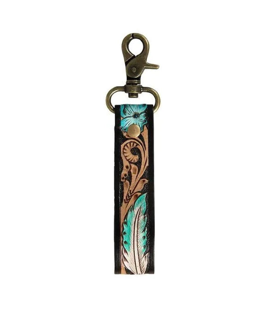 Myra | Canyon Feather Hand-Tooled Key Fob