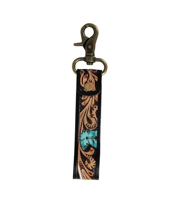 Myra | Canyon Feather Hand-Tooled Key Fob