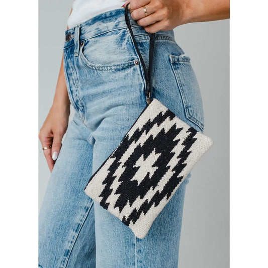 Cream & Black Aztec Wristlet